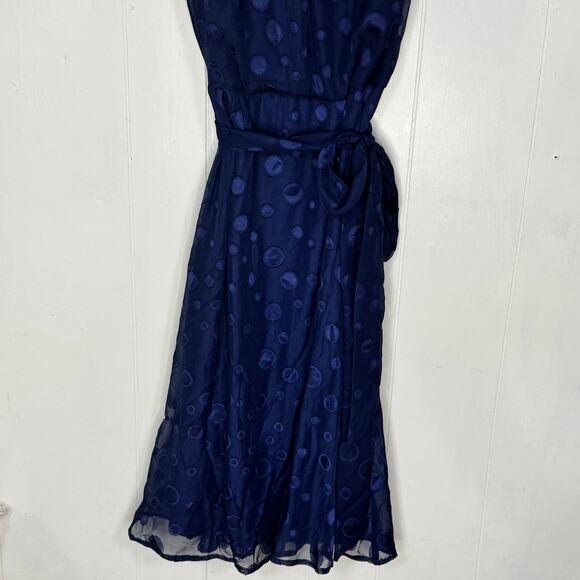 NY Collection Womens Midi Fit & Flare Dress Size Petite Medium Navy Coquette New - Picture 3 of 16